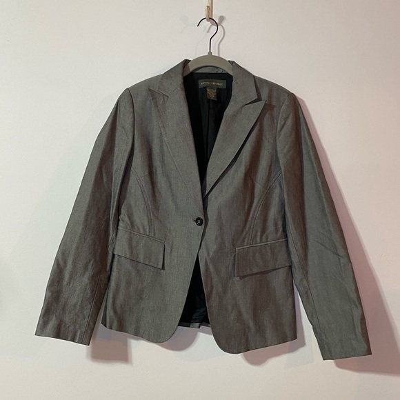 Vintage Banana Republic 100%Cotton Lined One Button gray Blazer, Size 8 - Picture 1 of 13